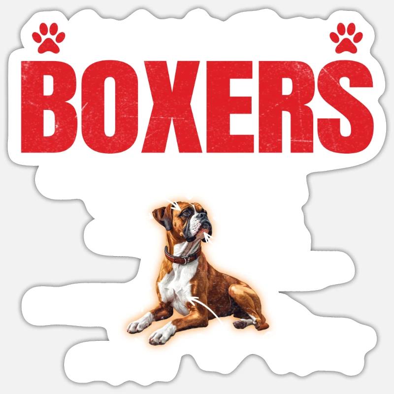 Deutscher Boxer ANATOMIE EINES BOXERS Lustiges - Sticker Größe S (10 x 10 cm) - Mattweiß