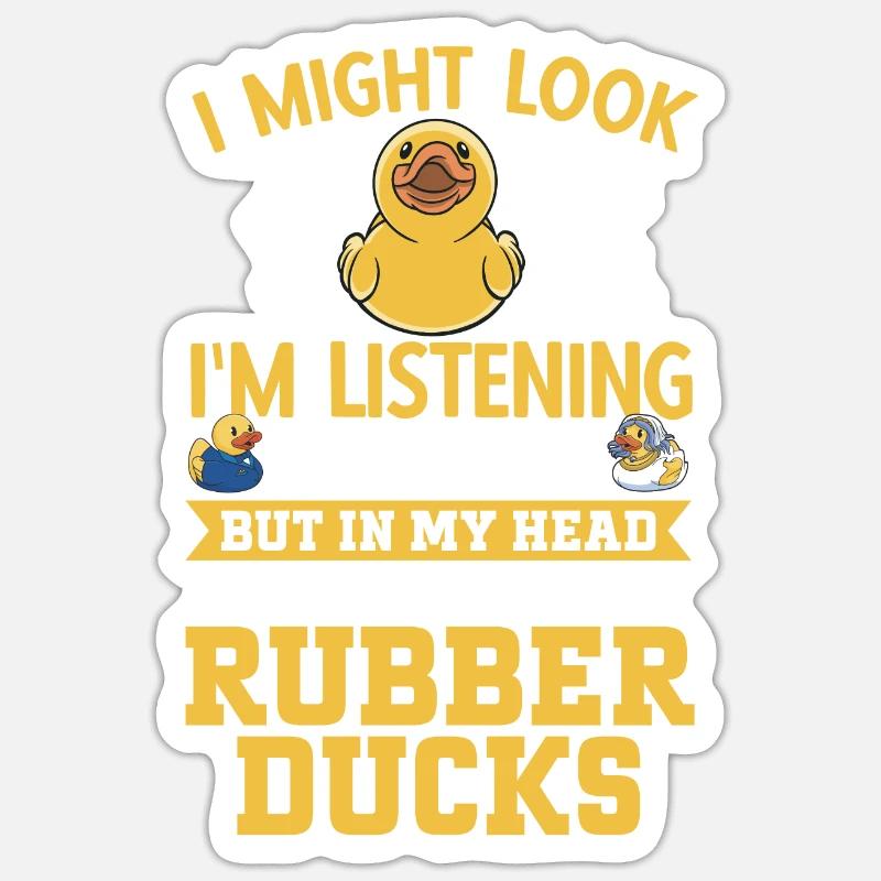 Quietscheentchen Quietscheente Gummiente - Sticker Größe S (10 x 10 cm) - Mattweiß