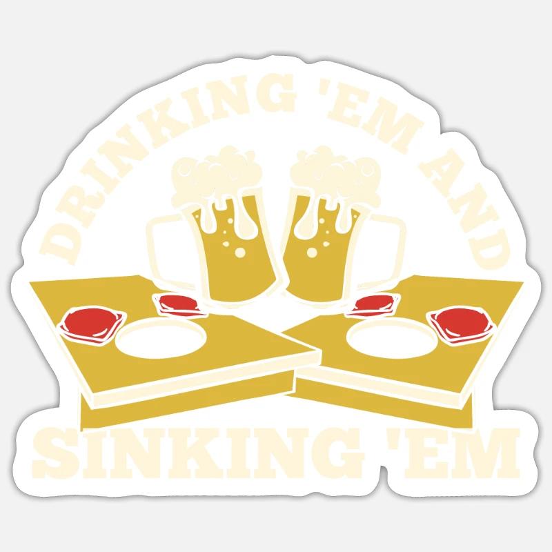 Drinking And Sinking Boards Bean Bag Game Cornhole Sticker size S (10 x 10 cm)