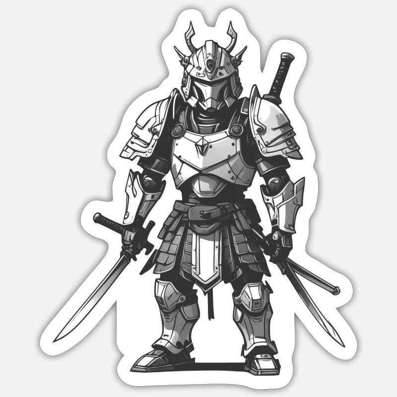 Robot Samurai - Sticker size S (10 x 10 cm) - white matte