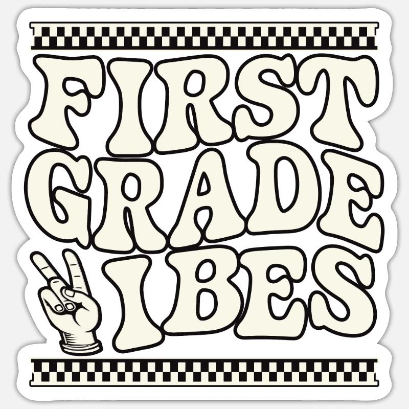 Conception en damier First Grade Vibes Sticker taille S (10 x 10 cm)