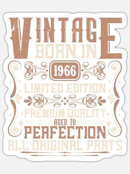 1966 Geburtstag Jahrgang 1966 Geboren Vintage 1966 - Sticker Größe S (10 x 10 cm) - Mattweiß