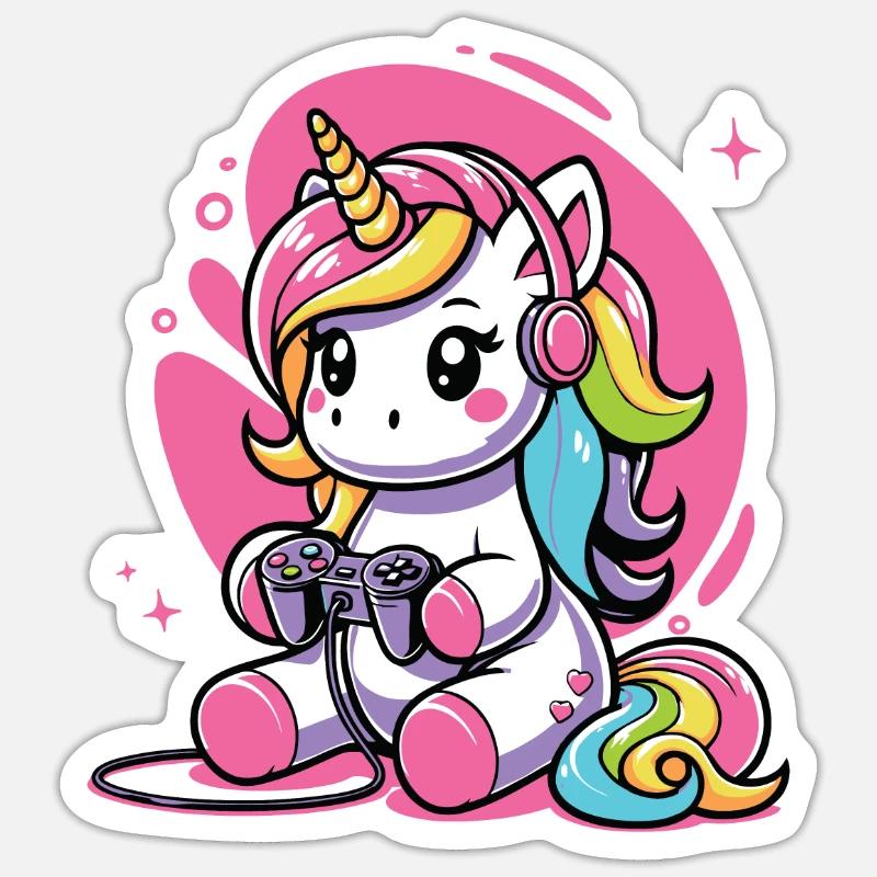 Play Controller Gaming Unicorn Controller Sticker Größe S (10 x 10 cm)