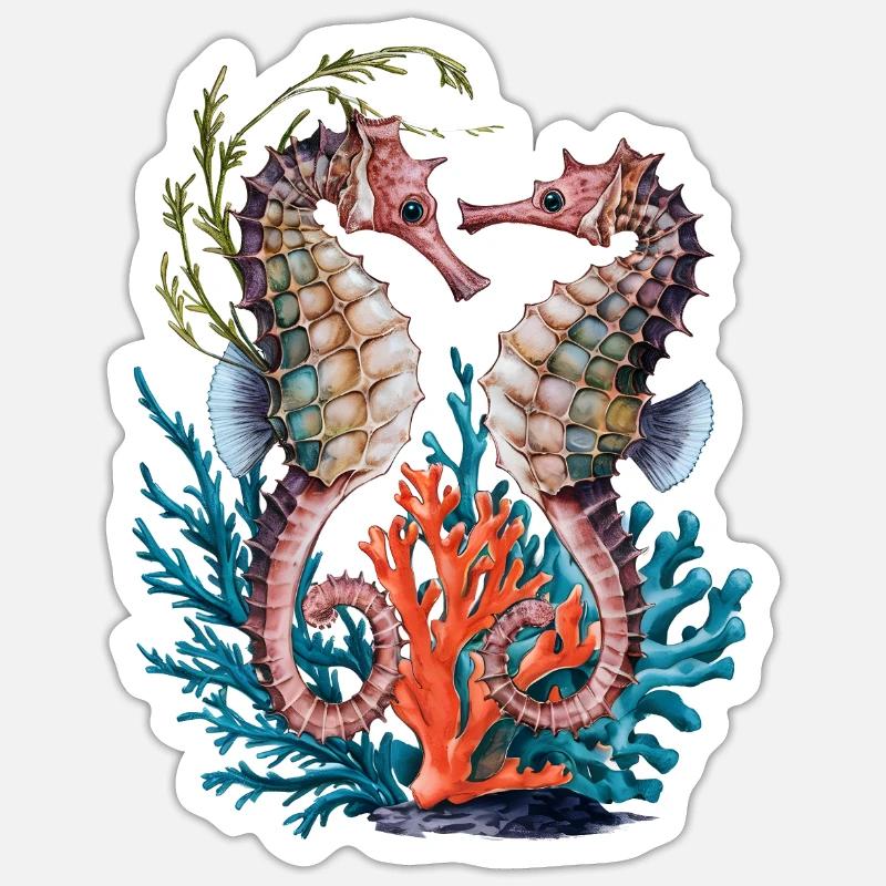 Seepferdchen streicheln das Seepferdchen Sticker Größe S (10 x 10 cm)