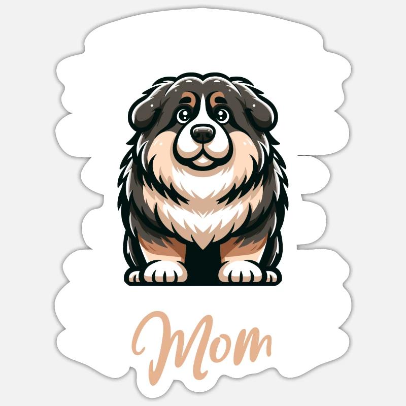 Ovcharka caucasienne maman - Sticker taille S (10 x 10 cm) - blanc mat