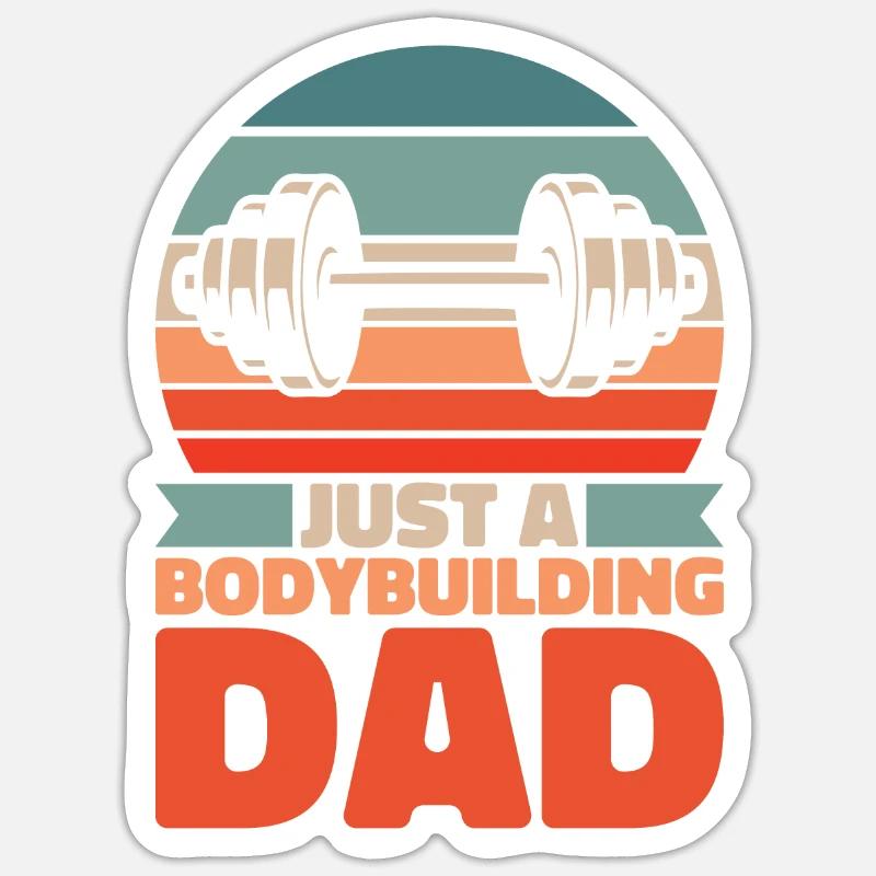 Bodybuilder Musculation Papa - Sticker taille S (10 x 10 cm) - blanc mat
