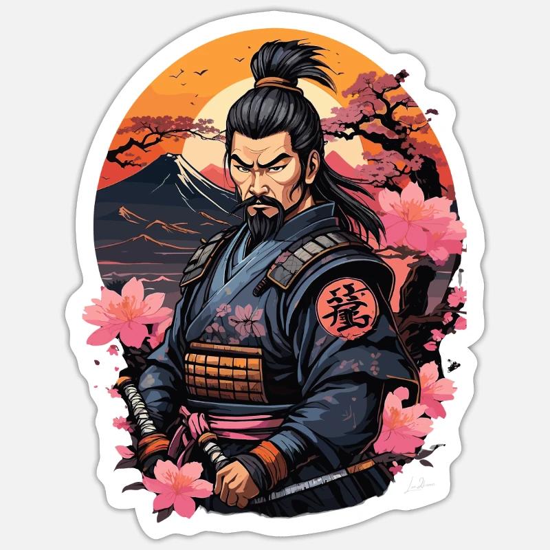 Samurai Japan Kirsche Sticker Größe S (10 x 10 cm)