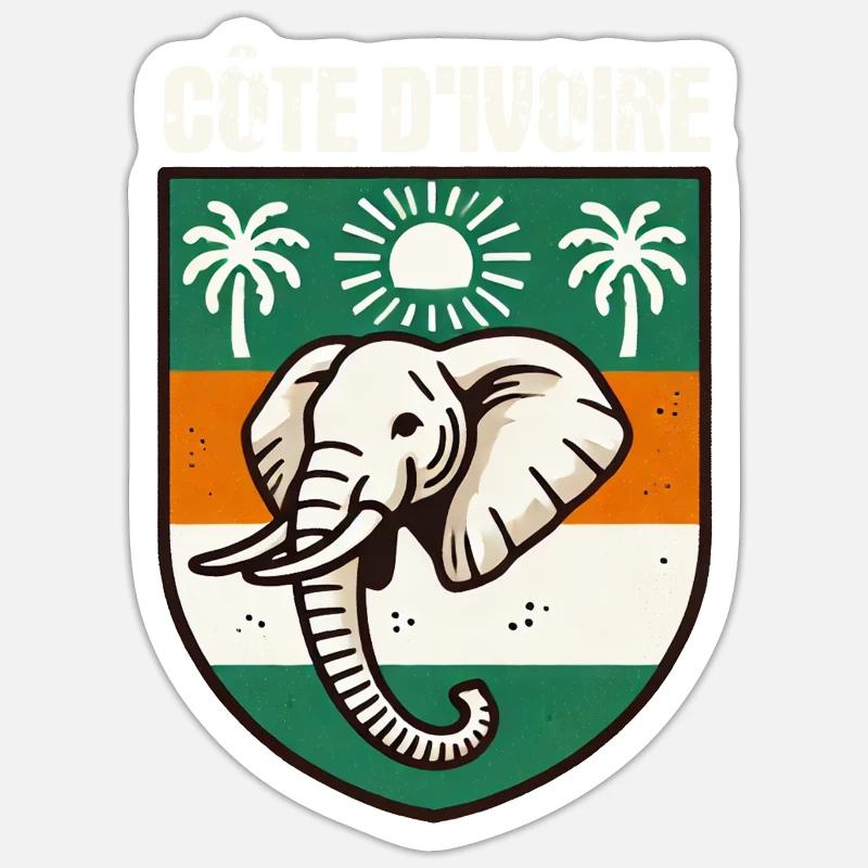 Carte avec le drapeau de la Côte d’Ivoire, - Sticker taille S (10 x 10 cm) - blanc mat
