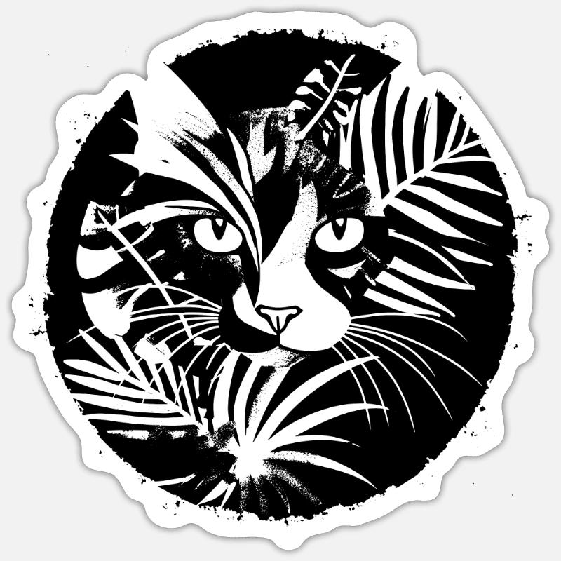 Illustration de chats - Sticker taille S (10 x 10 cm) - blanc mat
