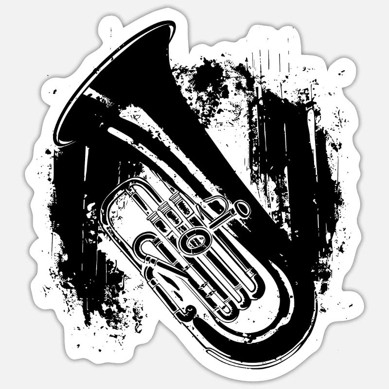 Dessin de tuba - Sticker taille S (10 x 10 cm) - blanc mat