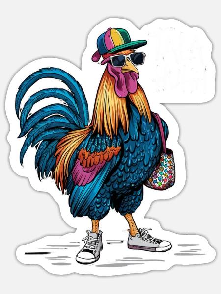 Tala Huhn Bunter Hühnchen Mit Sonnenbrille - Sticker Größe S (10 x 10 cm) - Mattweiß