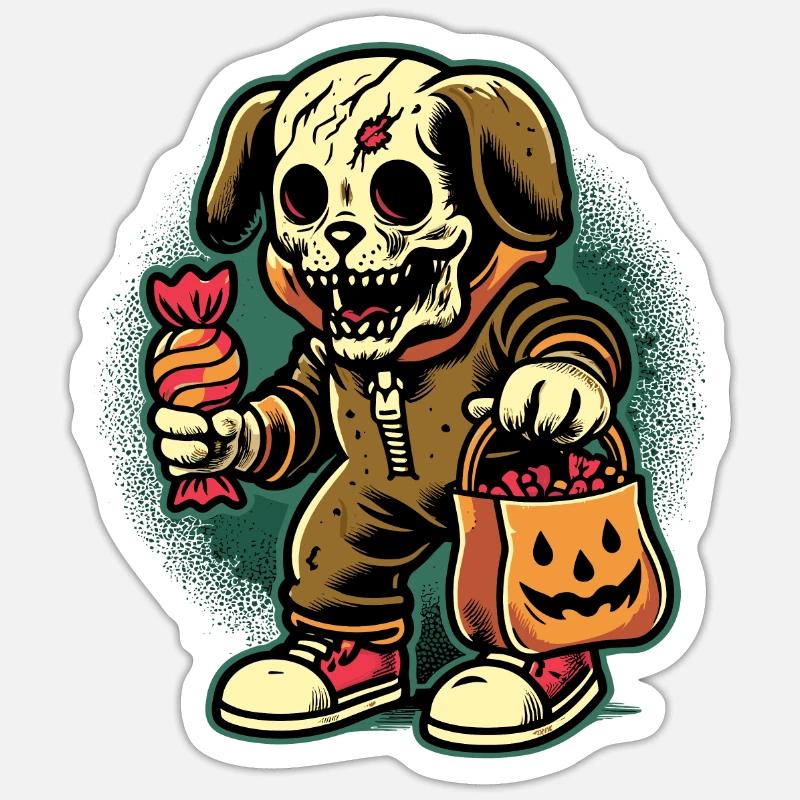 Untote Zombie Hund Süßes Oder Saures Sticker Größe S (10 x 10 cm)
