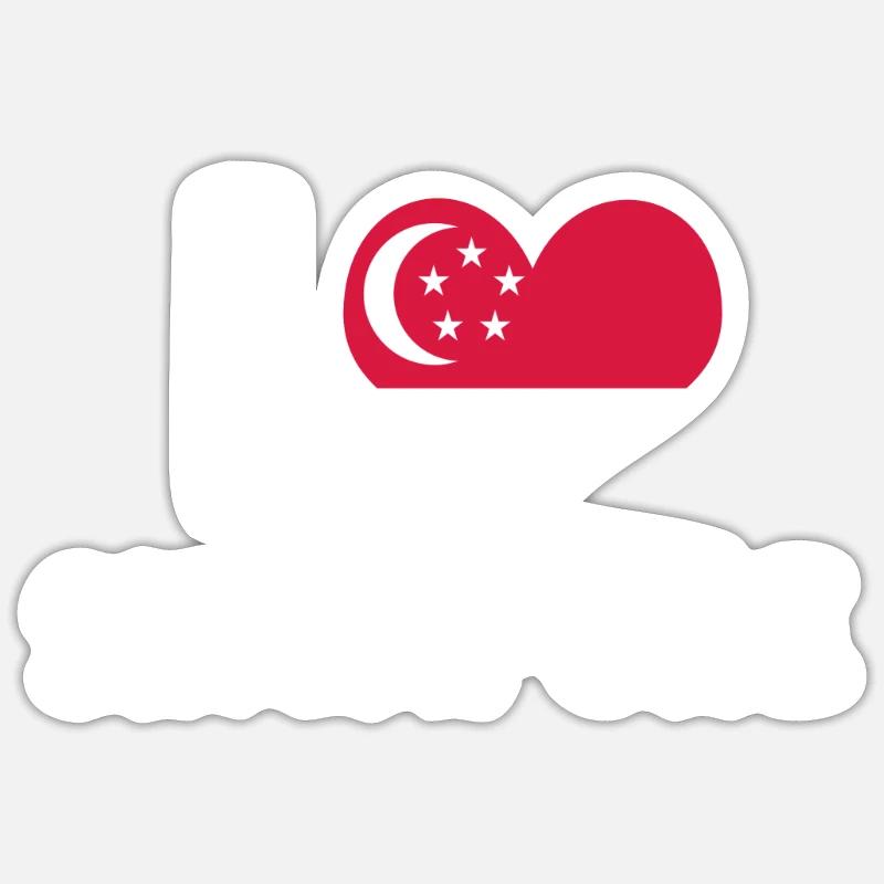 J’adore Singapour - Sticker taille S (10 x 10 cm) - blanc mat