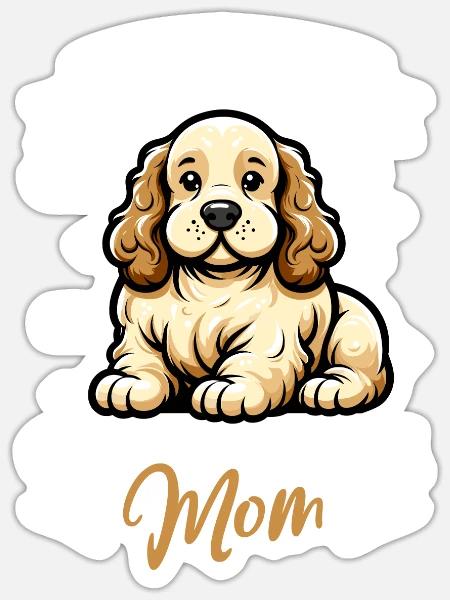 Clumber Spaniel Mama - Sticker Größe S (10 x 10 cm) - Mattweiß