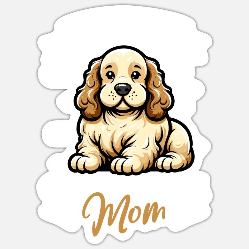 Clumber Spaniel Maman - Sticker taille S (10 x 10 cm) - blanc mat