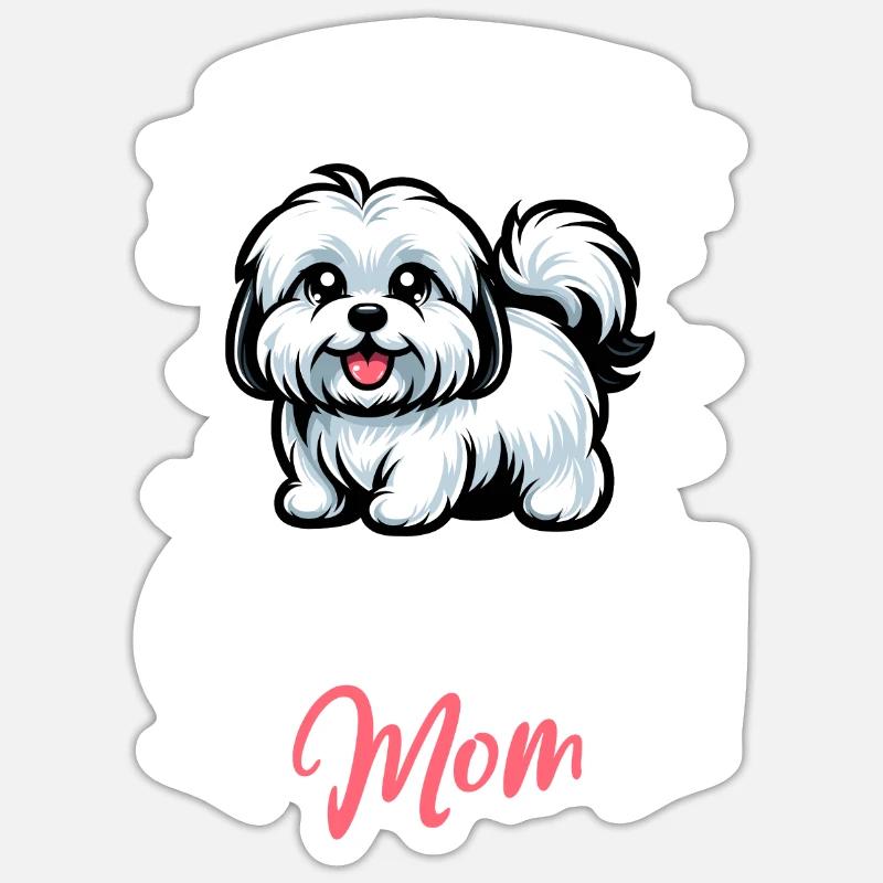 Coton de Tulear Mama - Sticker size S (10 x 10 cm) - white matte