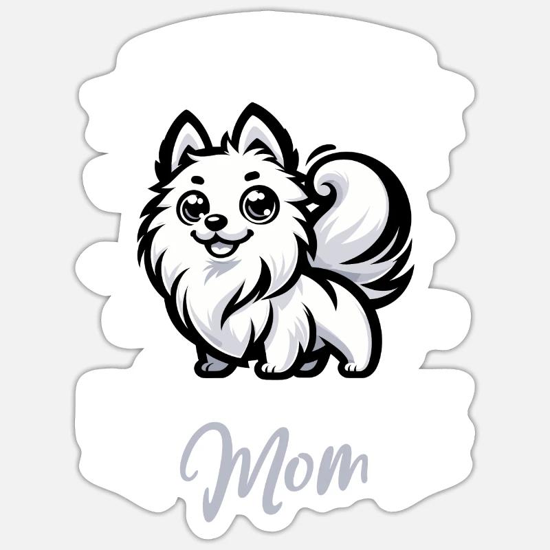 Maman Spitz danoise - Sticker taille S (10 x 10 cm) - blanc mat