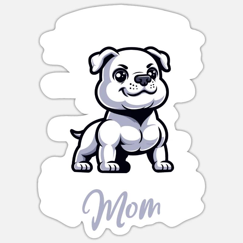 Dogue Argentino Maman - Sticker taille S (10 x 10 cm) - blanc mat