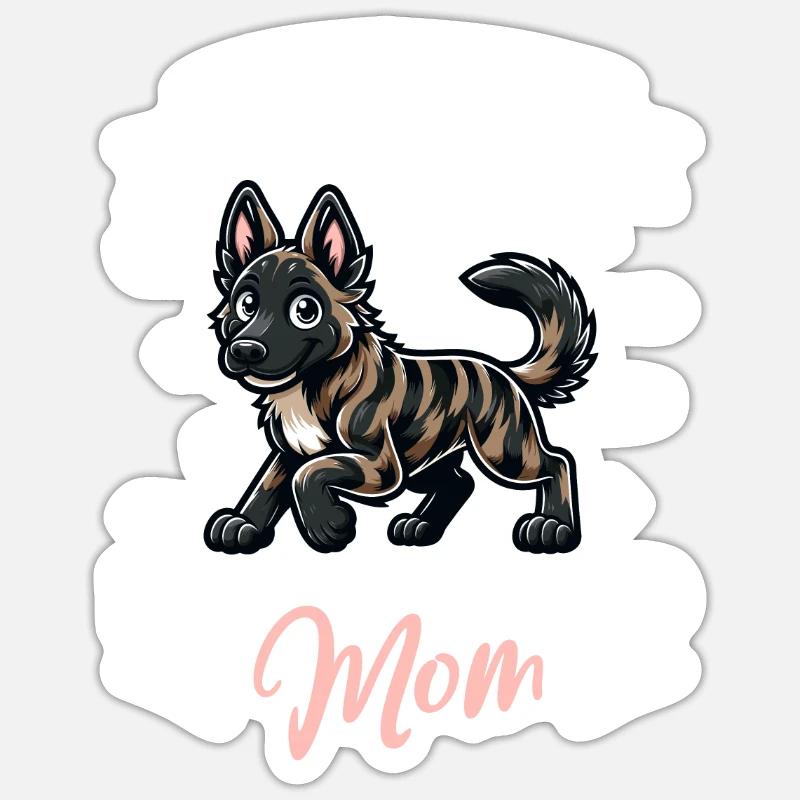Holländischer Schäferhund Mama - Sticker Größe S (10 x 10 cm) - Mattweiß