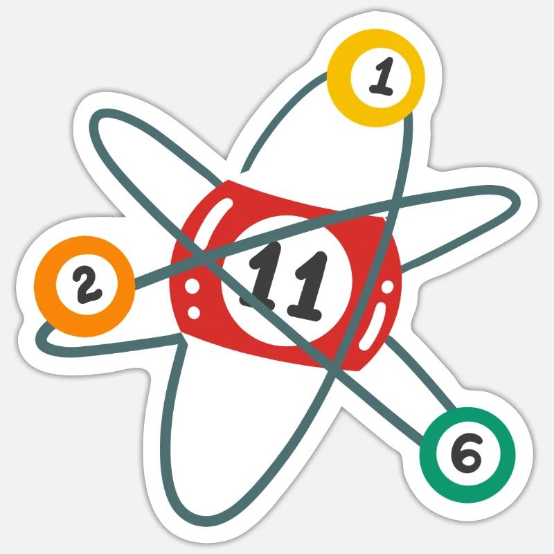 Billard Atom Pool Billardspieler - Sticker Größe S (10 x 10 cm) - Mattweiß