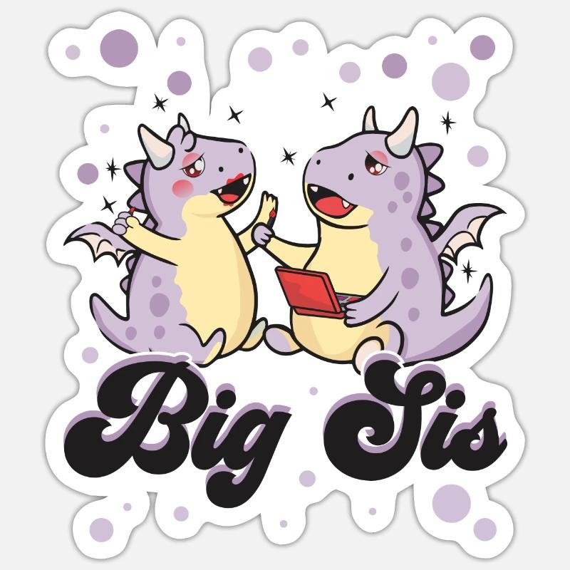 Große Schwester - Sticker Größe S (10 x 10 cm) - Mattweiß
