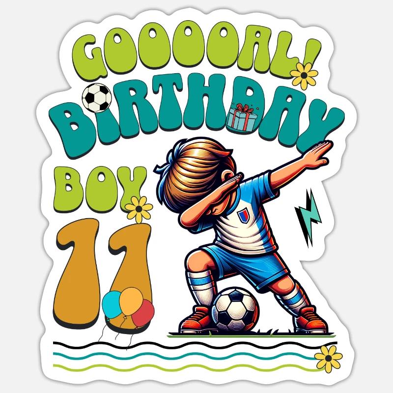 11° compleanno Calcio - Sticker formato S (10 x 10 cm) - bianco opaco