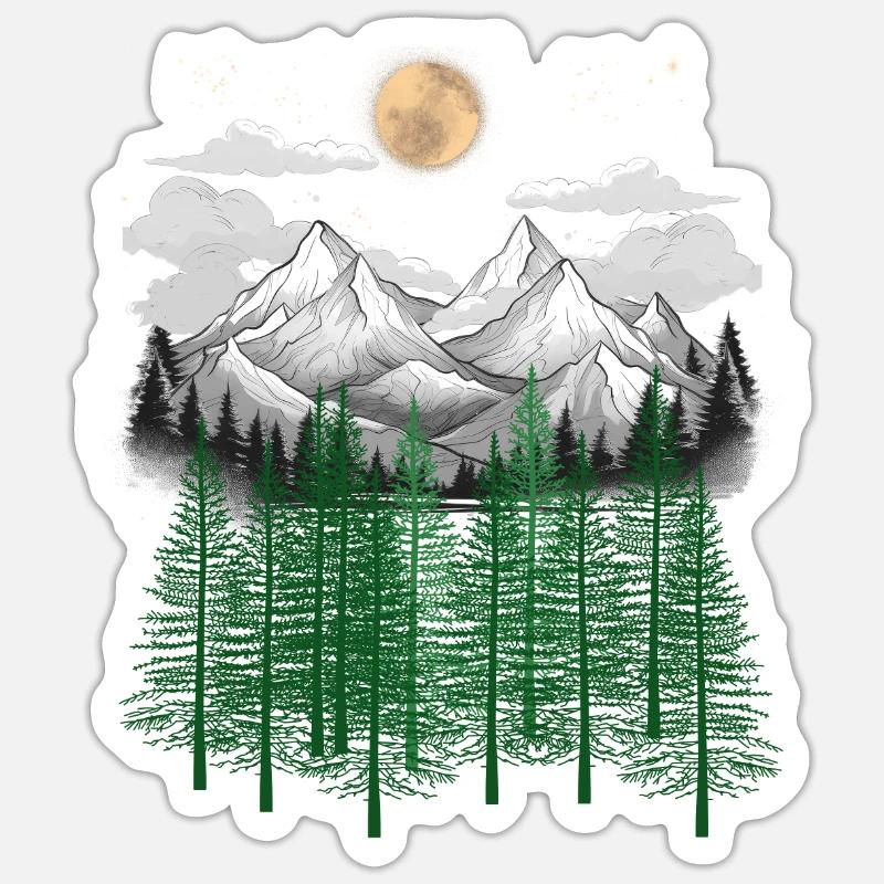 mountain forest nature mountains spruce tree Sticker size S (10 x 10 cm)