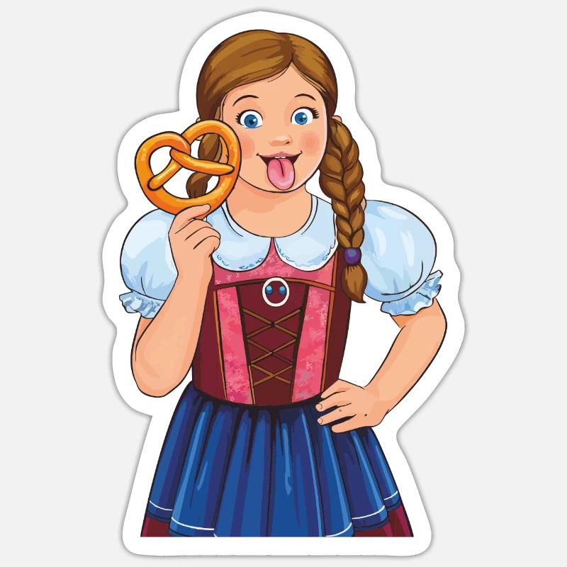 FILLES DIRNDL BRETZEL Sticker taille S (10 x 10 cm)