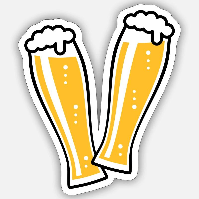 2 Weißbiergläser Stoßen An (Bier Weizenbier / 2C) Sticker Größe S (10 x 10 cm)