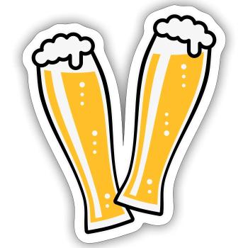 2 Toasting Wheat Beer Glasses (Weiss Beer / 3C) - Sticker size S (10 x 10 cm) - white matte - Front