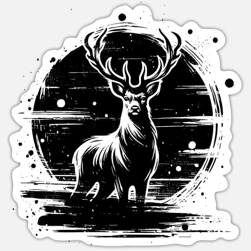 Deer Ink Art - Sticker size S (10 x 10 cm) - white matte