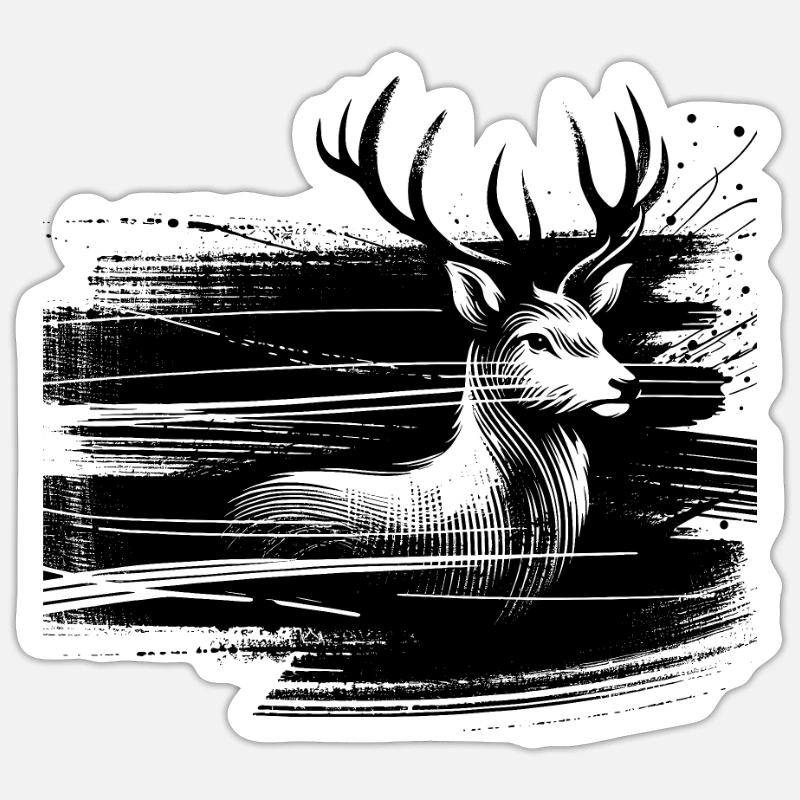 Hirschbock blæk kunst Sticker størrelse S (10 x 10 cm)