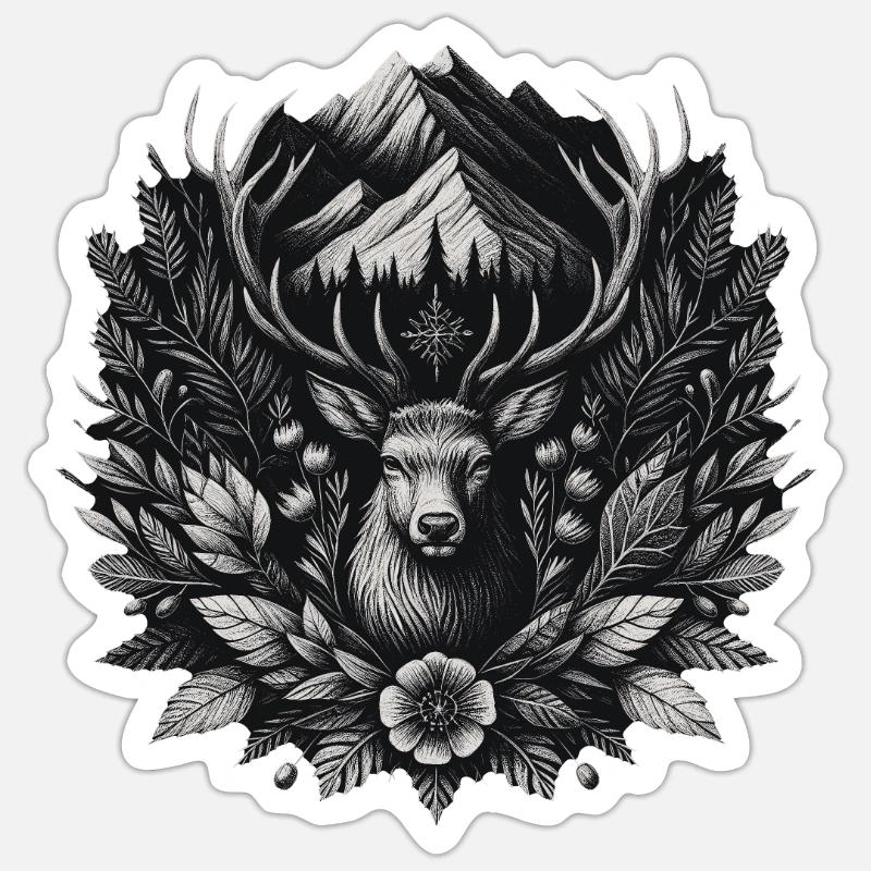 Bock Hirsch Berg - Sticker size S (10 x 10 cm) - white matte