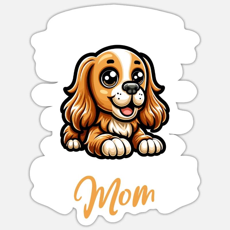 Cocker anglais Spaniel Mama - Sticker taille S (10 x 10 cm) - blanc mat