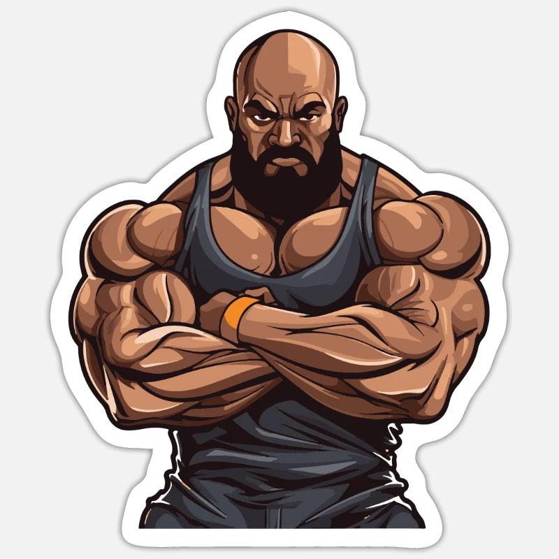 Workout Bodybuilder Muscles - Sticker size S (10 x 10 cm) - white matte