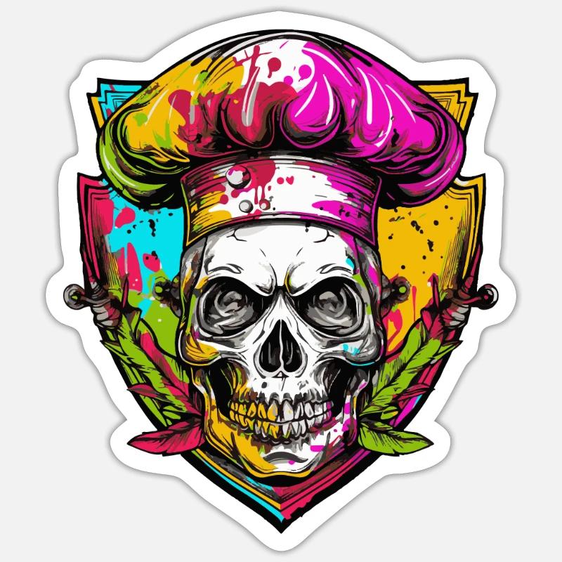 Skull Skeleton Chef Sticker size S (10 x 10 cm)