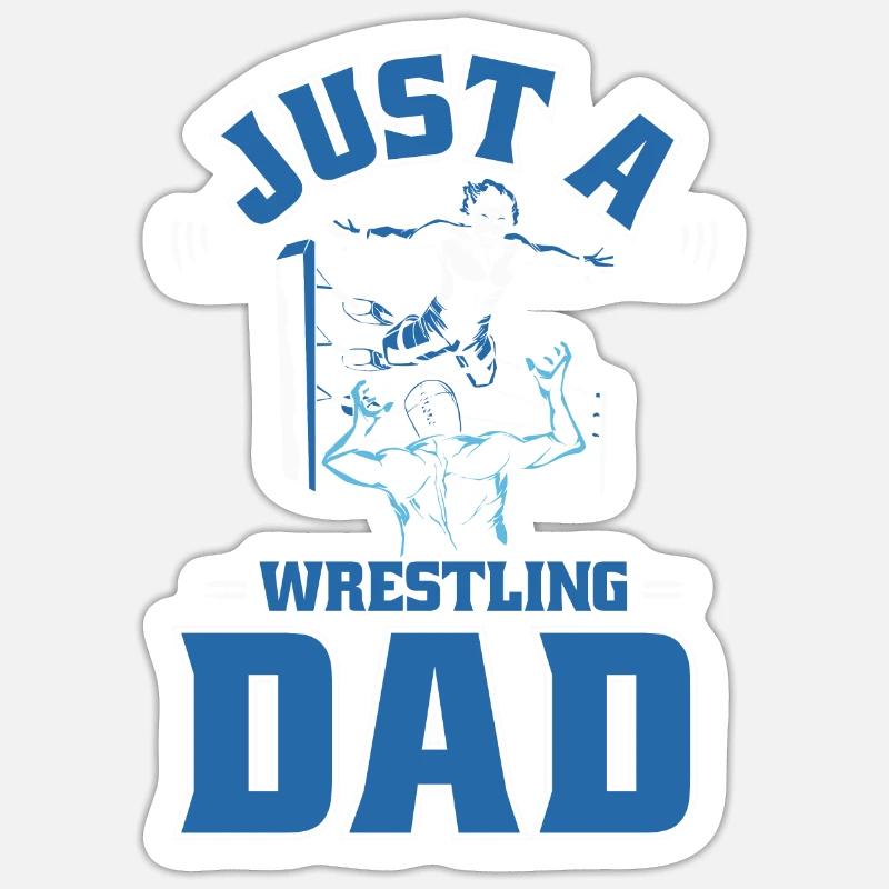Lutteur Juste un papa lutteur - Sticker taille S (10 x 10 cm) - blanc mat