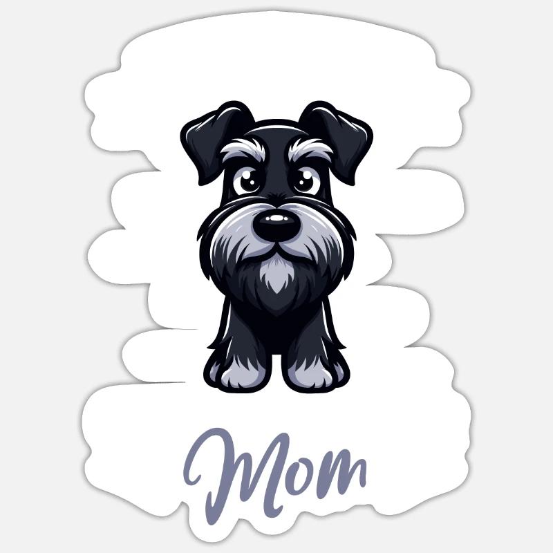 Maman Schnauzer Géant - Sticker taille S (10 x 10 cm) - blanc mat