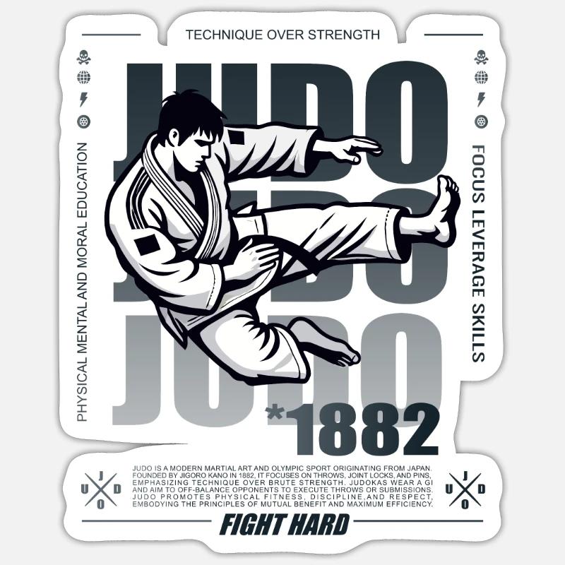 Judo - Sticker Größe S (10 x 10 cm) - Mattweiß