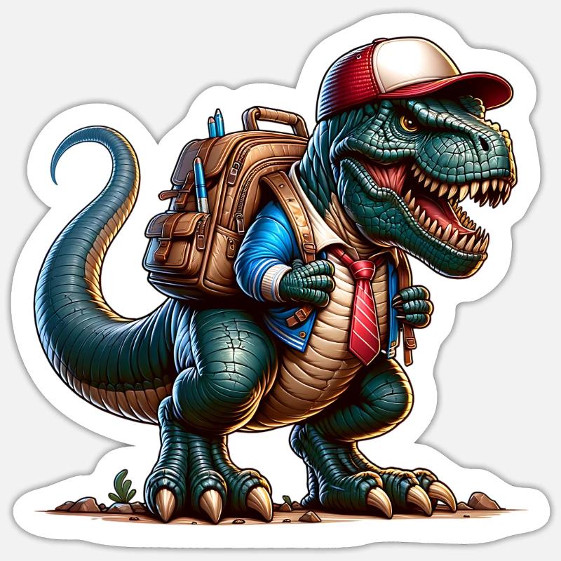 Dinosaurier Schule Einschulung - Sticker Größe S (10 x 10 cm) - Mattweiß