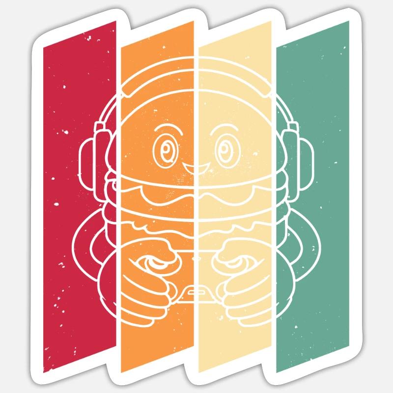 Gamer Gaming Burger Gaming Controller - Sticker Größe S (10 x 10 cm) - Mattweiß