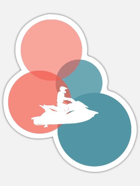 Jetski Motorboot Motorschlitten - Sticker Größe S (10 x 10 cm) - Mattweiß
