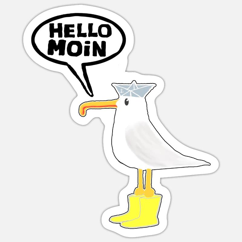 Hello Seagull Rubber Boots Hello Moin Sticker size S (10 x 10 cm)