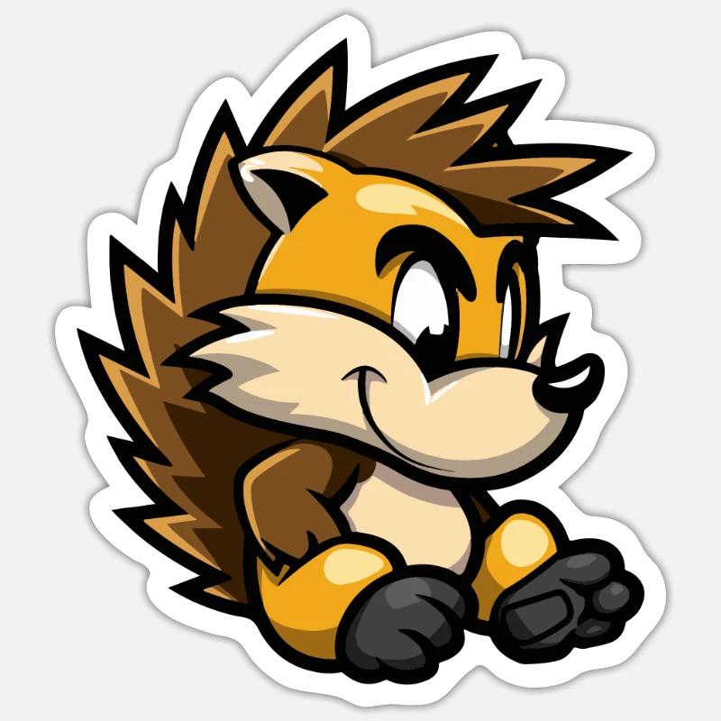 Bande dessinée hérisson - Sticker taille S (10 x 10 cm) - blanc mat
