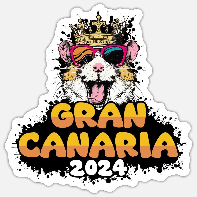 Gran Canaria 2024 Hamster - Sticker taille S (10 x 10 cm) - blanc mat