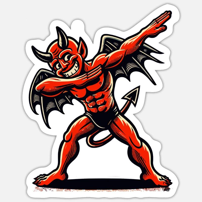 unDabbing Devil Funny Dabbing Design - Sticker size S (10 x 10 cm) - white matte