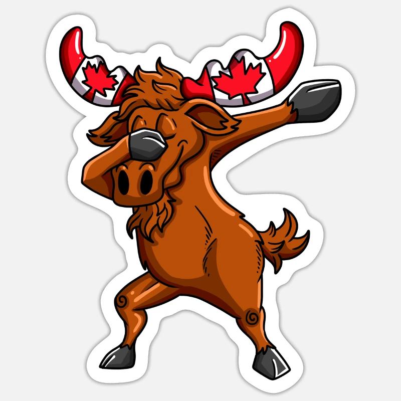 Orignal canadien avec dab dab du drapeau du Canada - Sticker taille S (10 x 10 cm) - blanc mat