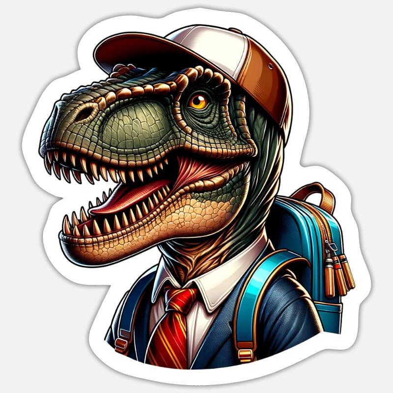 Dinosaurier Schule Einschulung - Sticker Größe S (10 x 10 cm) - Mattweiß
