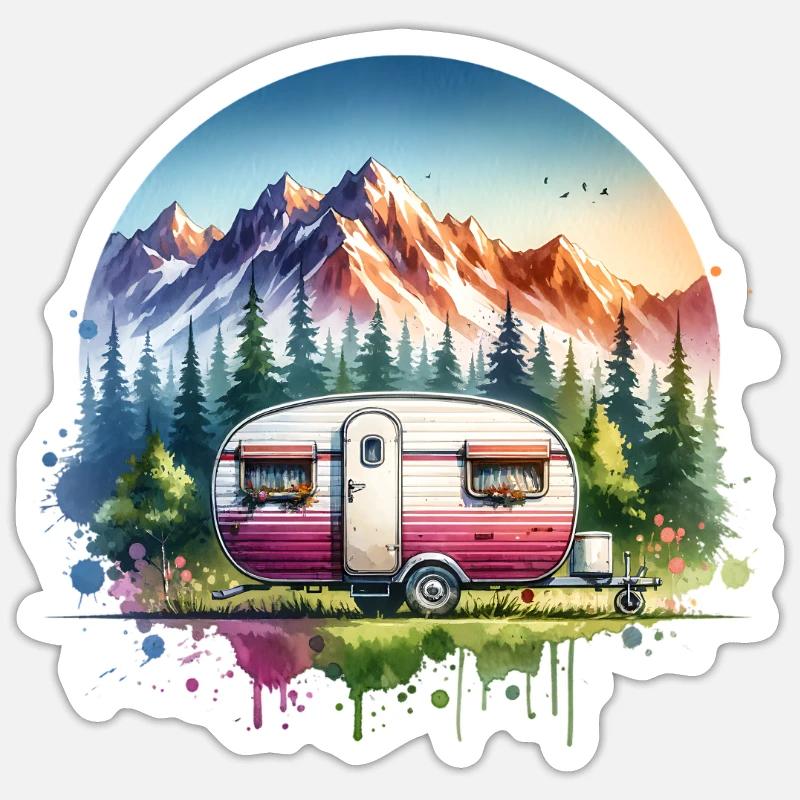 Camping Camper Caravan - Sticker size S (10 x 10 cm) - white matte
