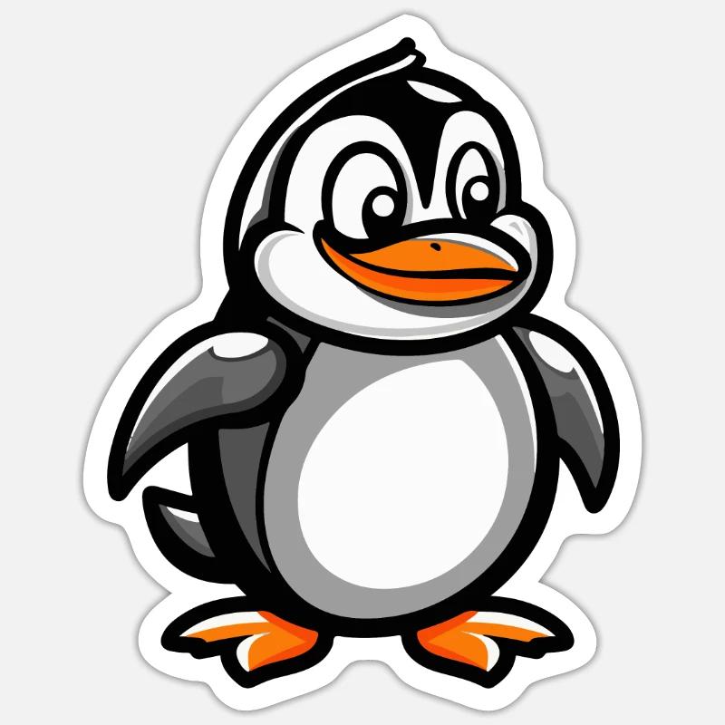 Pinguin Comic - Sticker Größe S (10 x 10 cm) - Mattweiß